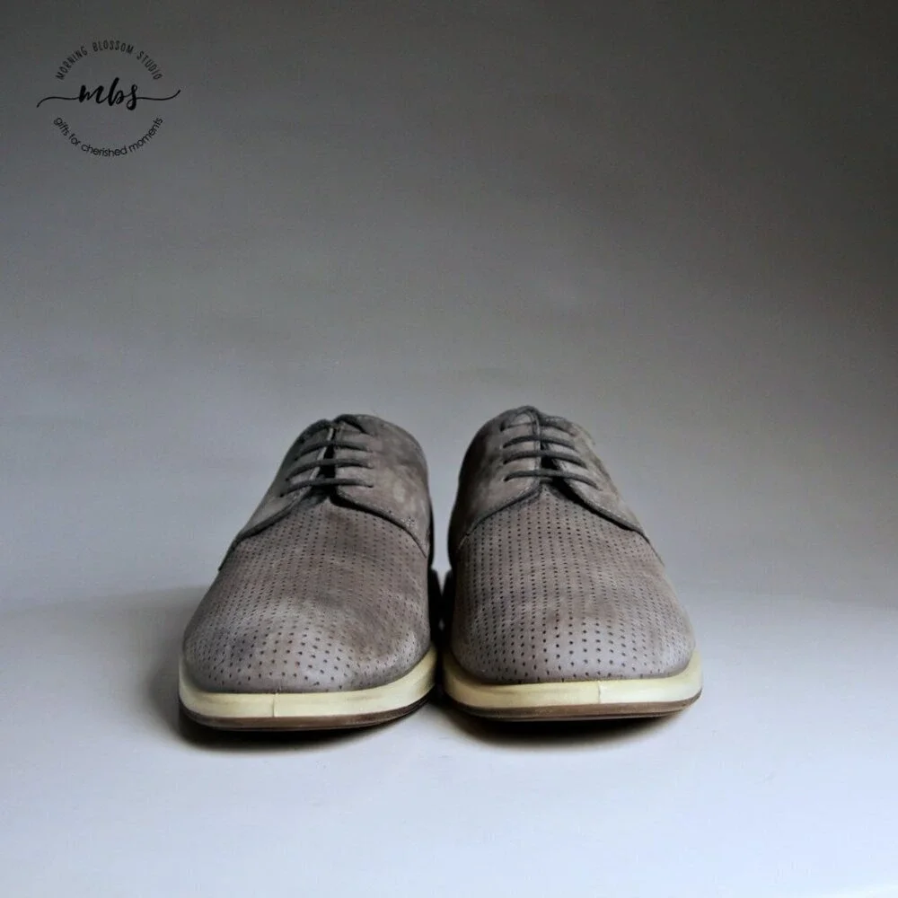 Ecco‎ Jared Low-Top Round Toe Suede Leather Oxfords Shoes Grey Men EU 44